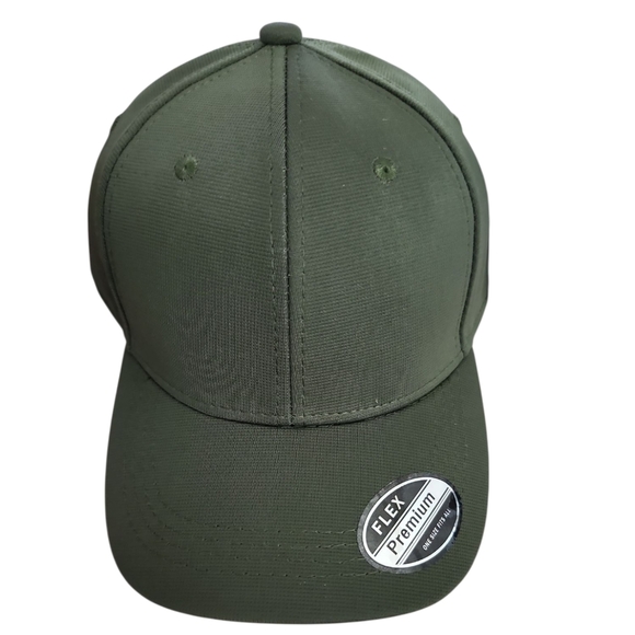 Men's Flex Fit Athletic Premium Olive Green Cap - Picture 1 of 7